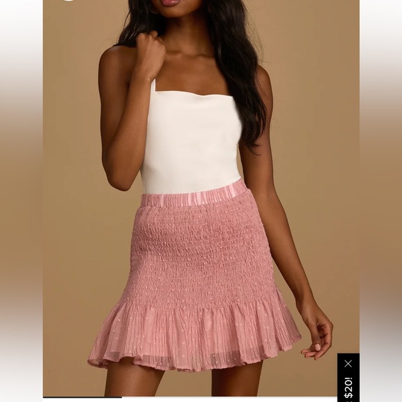 Lulus Dresses & Skirts - Chic Treatment Mauve Pink Swiss Dot Smocked Chiffon Mini Skirt NWT